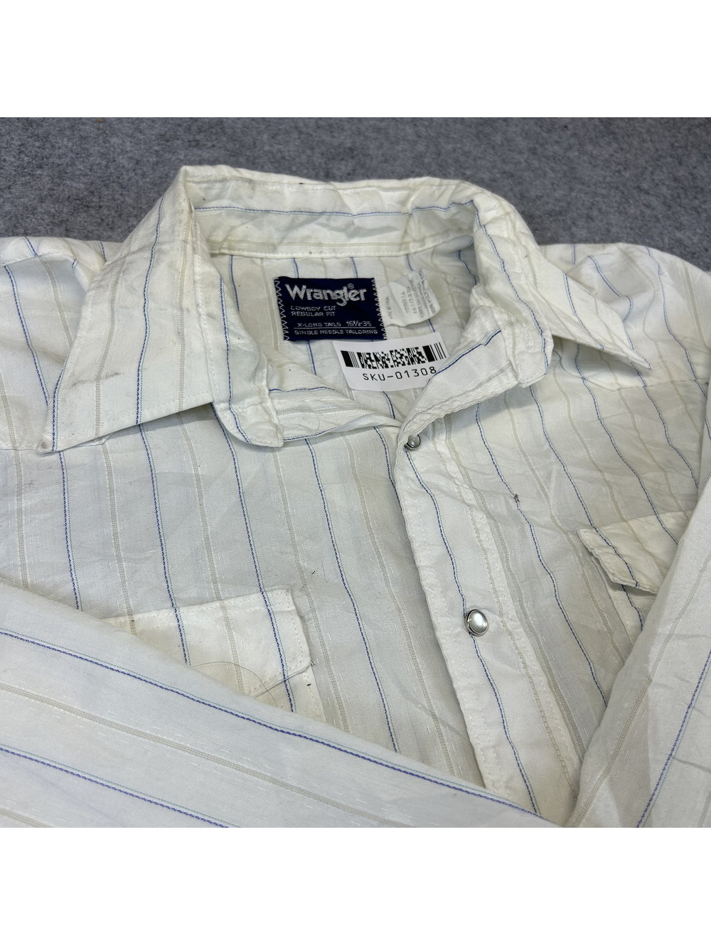 Vintage Wrangler Western Shirt Men L (16.5-35) Pearl Snap Long Sleeve Stripes